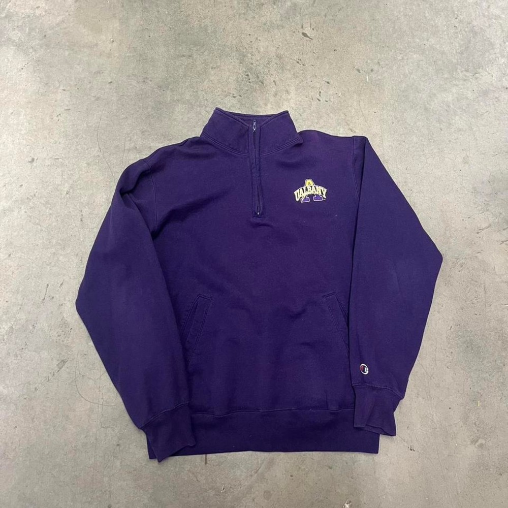 Y2K champion UAlbany embroidered quarter zip‎ sweatshir
